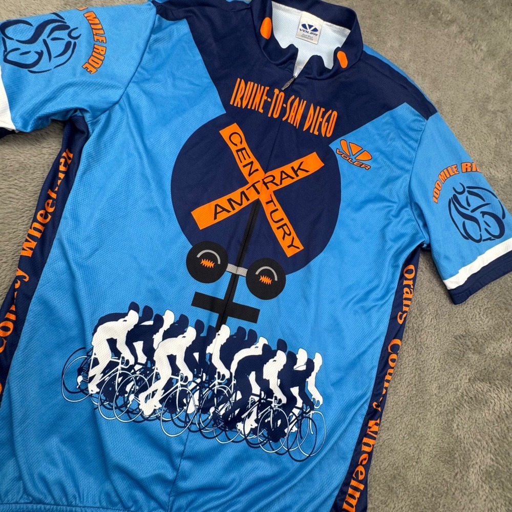 Voler Cycling Jersey Mens S Blue Excellent Amtrak Century 2008 Irvine San Diego